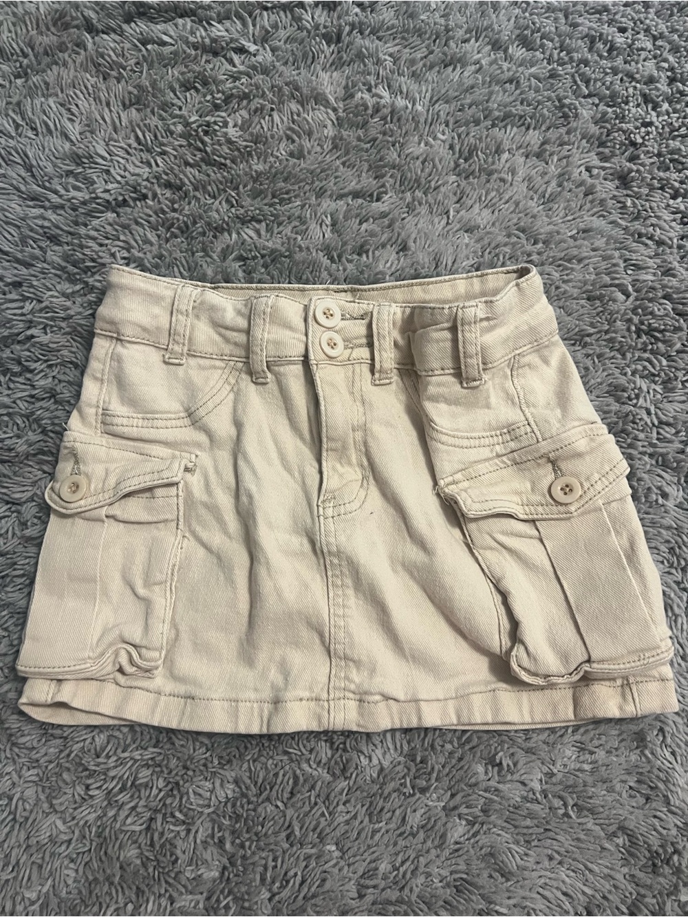 Cream Cargo Pocket Women's Mini Skirt Shorts